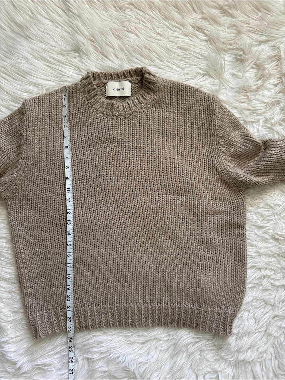 Vuja Dé Beige 100% Wool Knit Sweater Size M-L - Picture 11 of 11